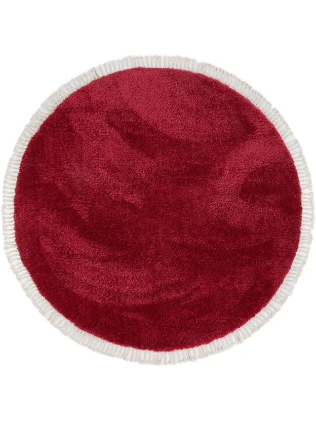 benuta-shaggy-teppich-rot-120-cm-rund-hochflor-polyester-f-r-wohnzimmer-schlafzi image 1