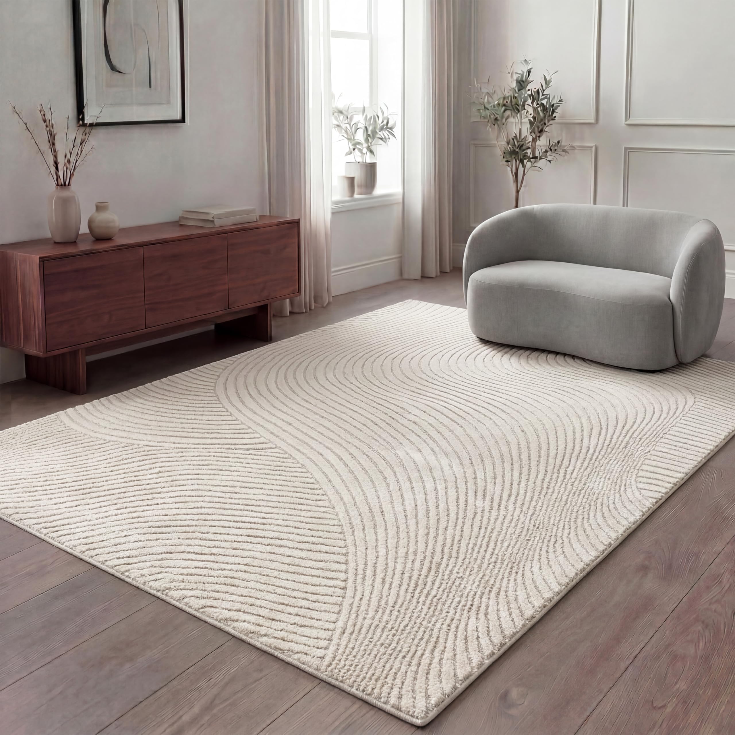 paco-home-metro-panglao-teppich-kurzflor-200x280-cm-creme-wellen-3d image 3