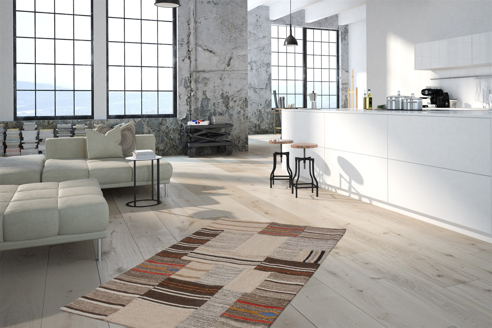 kayoom-radical-220-teppich-handgefertigtes-patchwork-design-aus-wolle-baumwolle image 3