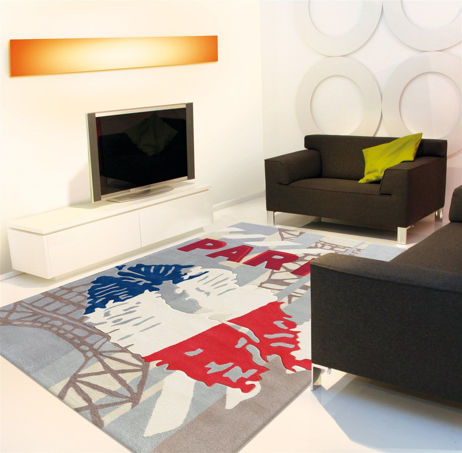 kayoom-joy-4203-motivteppich-bunter-kurzflor-teppich-aus-acryl-f-r-wohn-schlaf-u image 2