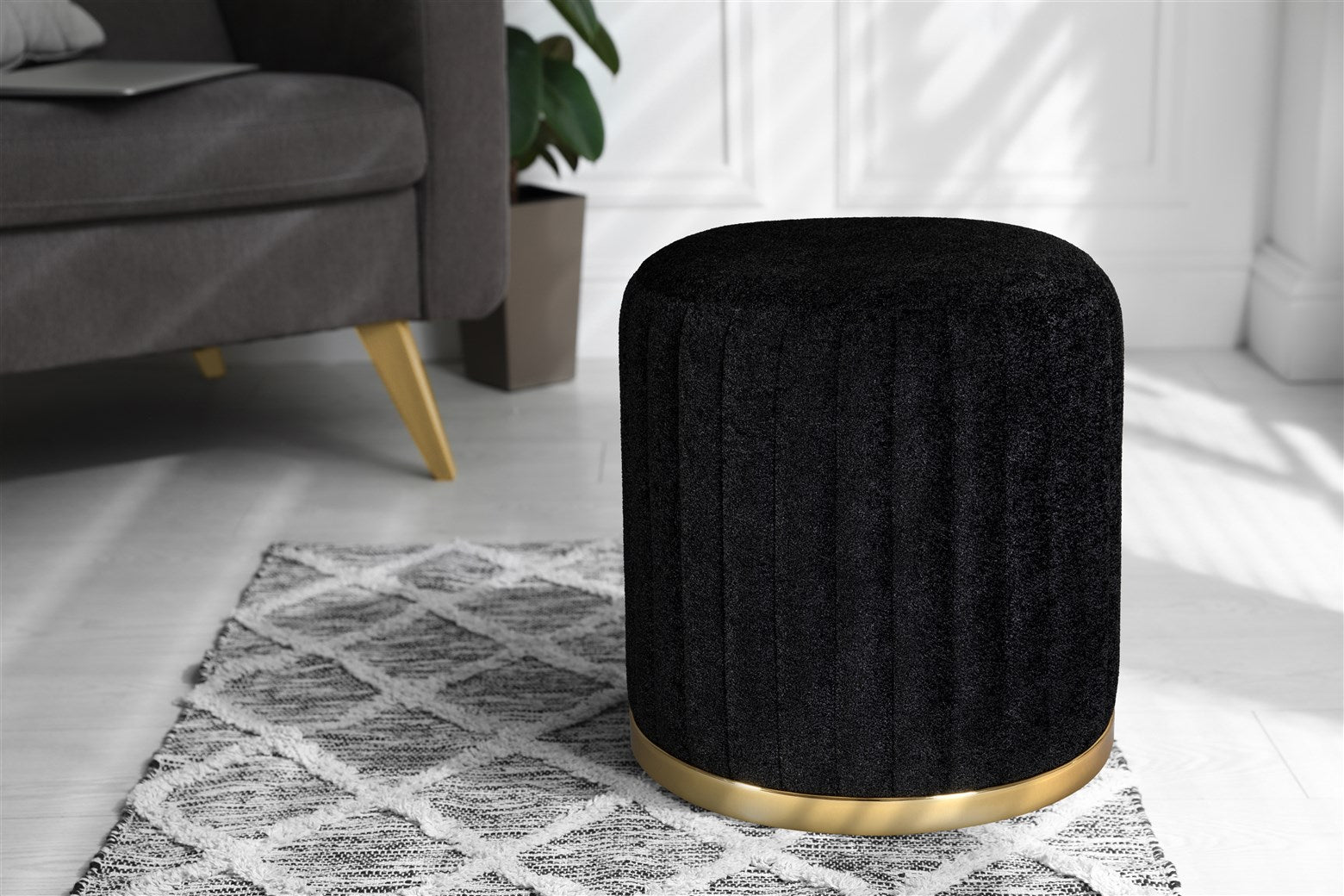 kayoom-doric-135-hocker-pouf-mit-teddy-optik-und-steppung-vielseitig-einsetzbar image 2