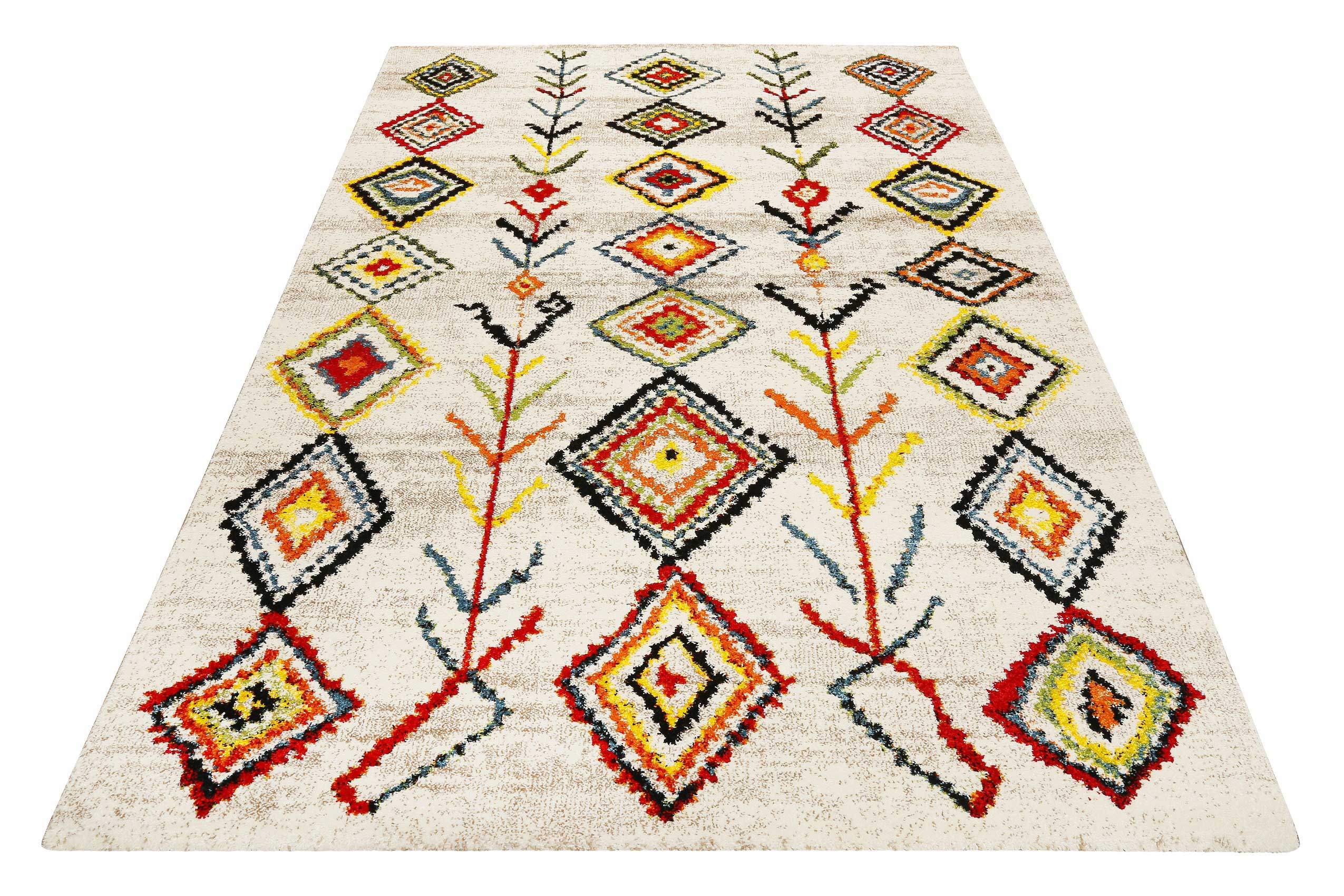 weconhome-medina-colorful-marrakesh-kurzflor-teppich-beige-bunt image 2