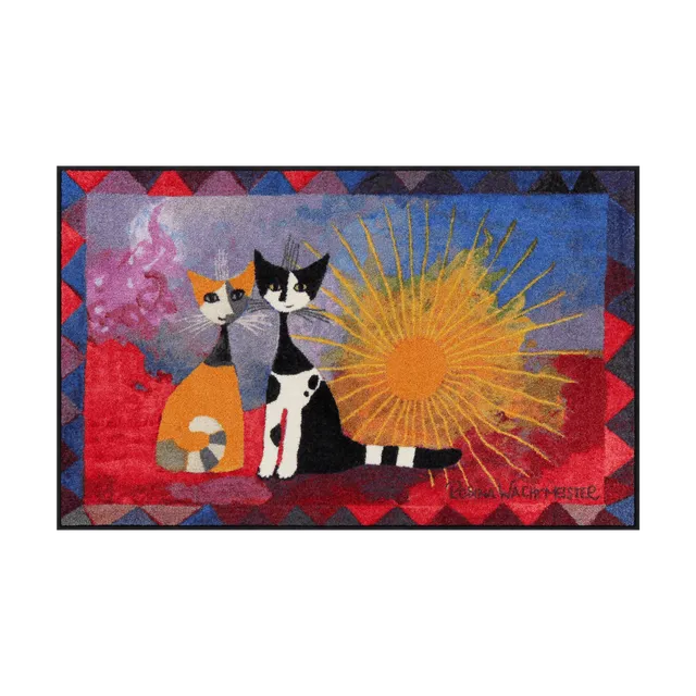 salonloewe-noi-due-teppich-75-x-120-cm-bunte-katzen-fu-matte-mit-sonnenmotiv image 1