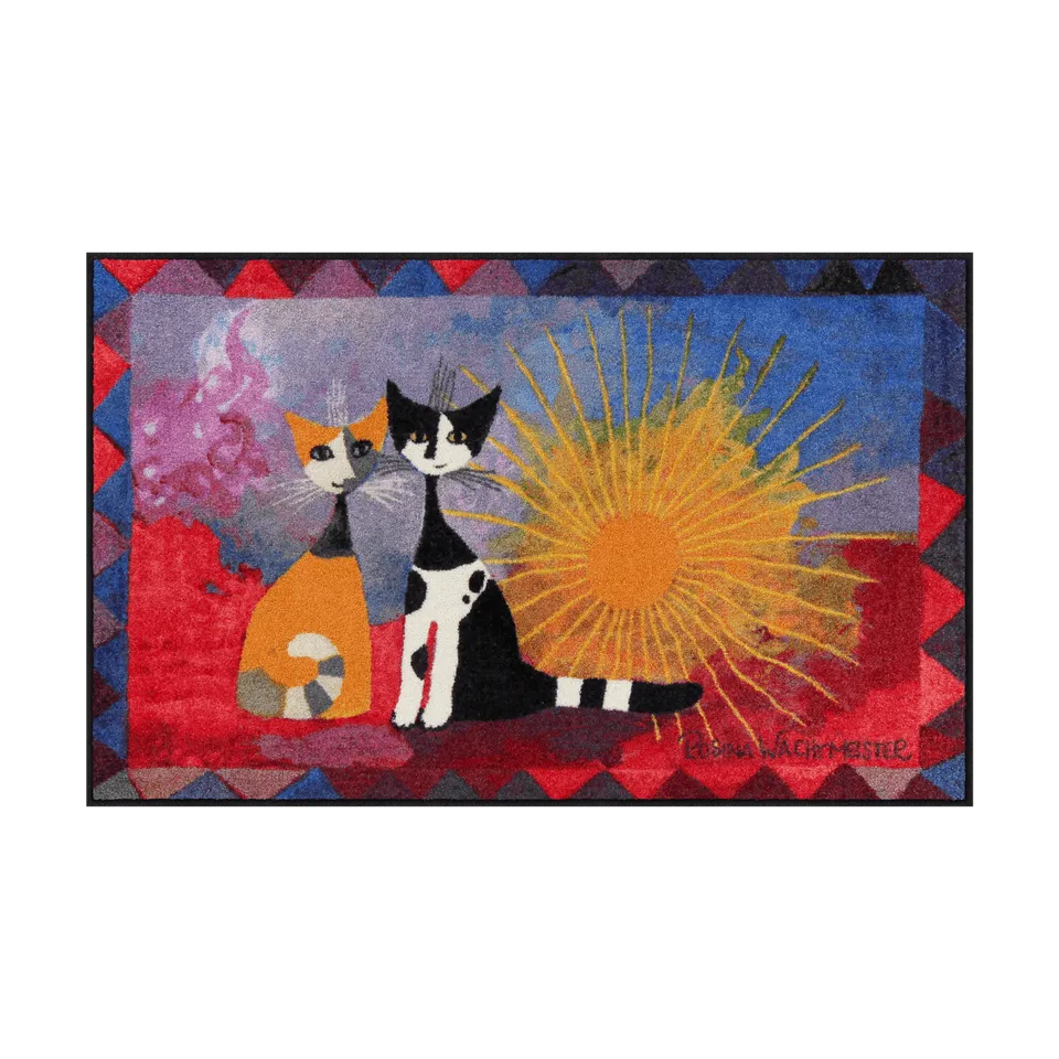 salonloewe-noi-due-teppich-75-x-120-cm-bunte-katzen-fu-matte-mit-sonnenmotiv image 1