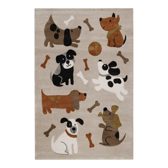 weconhome-smart-kids-kinderteppich-rocky-friends-sand-beige-meliert image 1