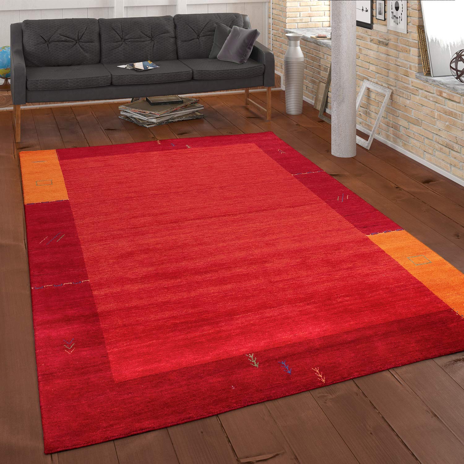 paco-home-teppich-kurzflor-gabbeh-ethno-geometrisch-80x150-cm-rot image 5