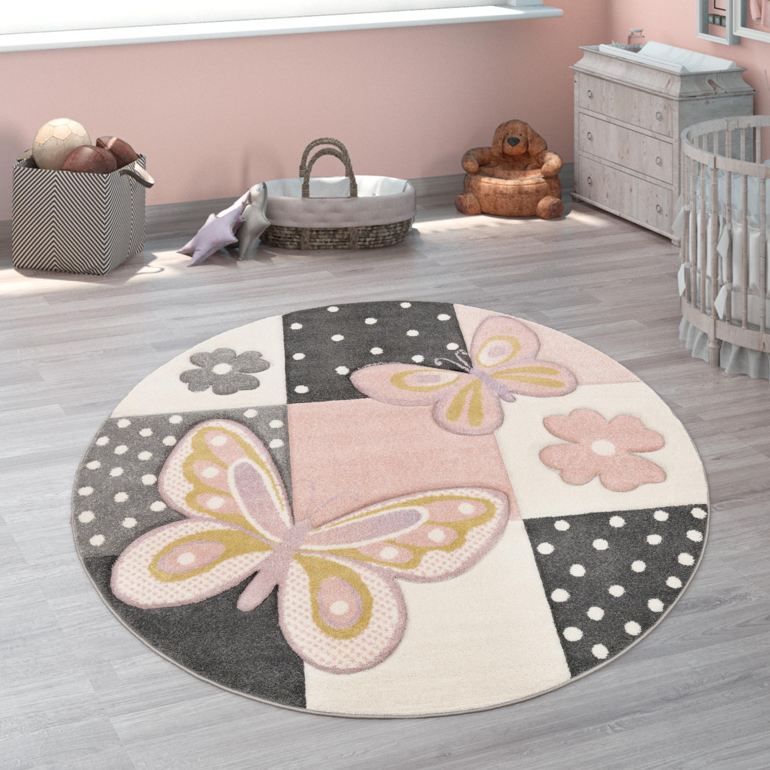paco-home-kinderteppich-kurzflor-rund-120-cm-regenbogen-bauernhof image 8