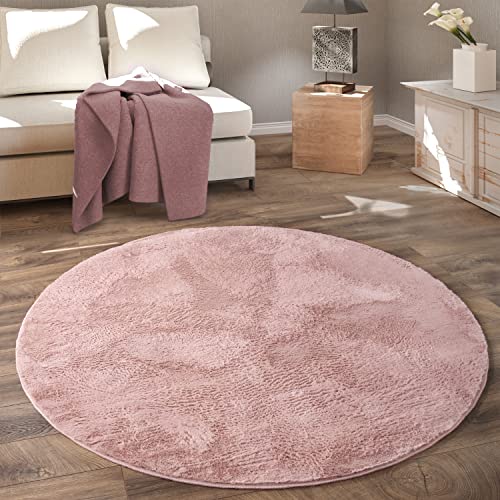 paco-home-hochflor-teppich-rund-rosa-200-cm-flauschig image 6