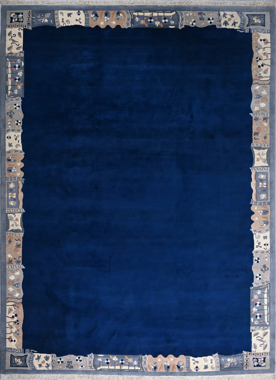 weconhome-handgekn-pfter-tibet-teppich-in-blau-mit-retro-bord-re-vintage-einzels image 1