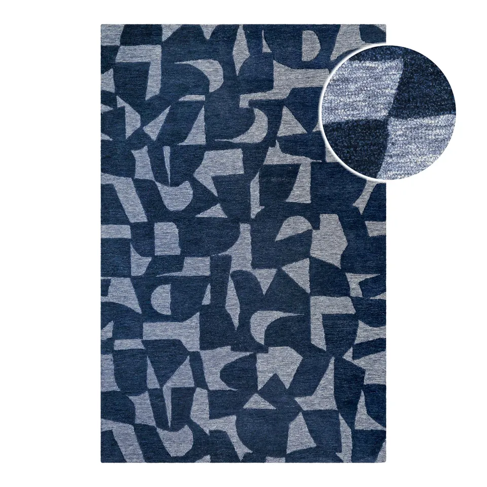 weconhome-ocean-state-kurzflorteppich-blau-meliert-handgetuftet-schurwolle-polye image 1