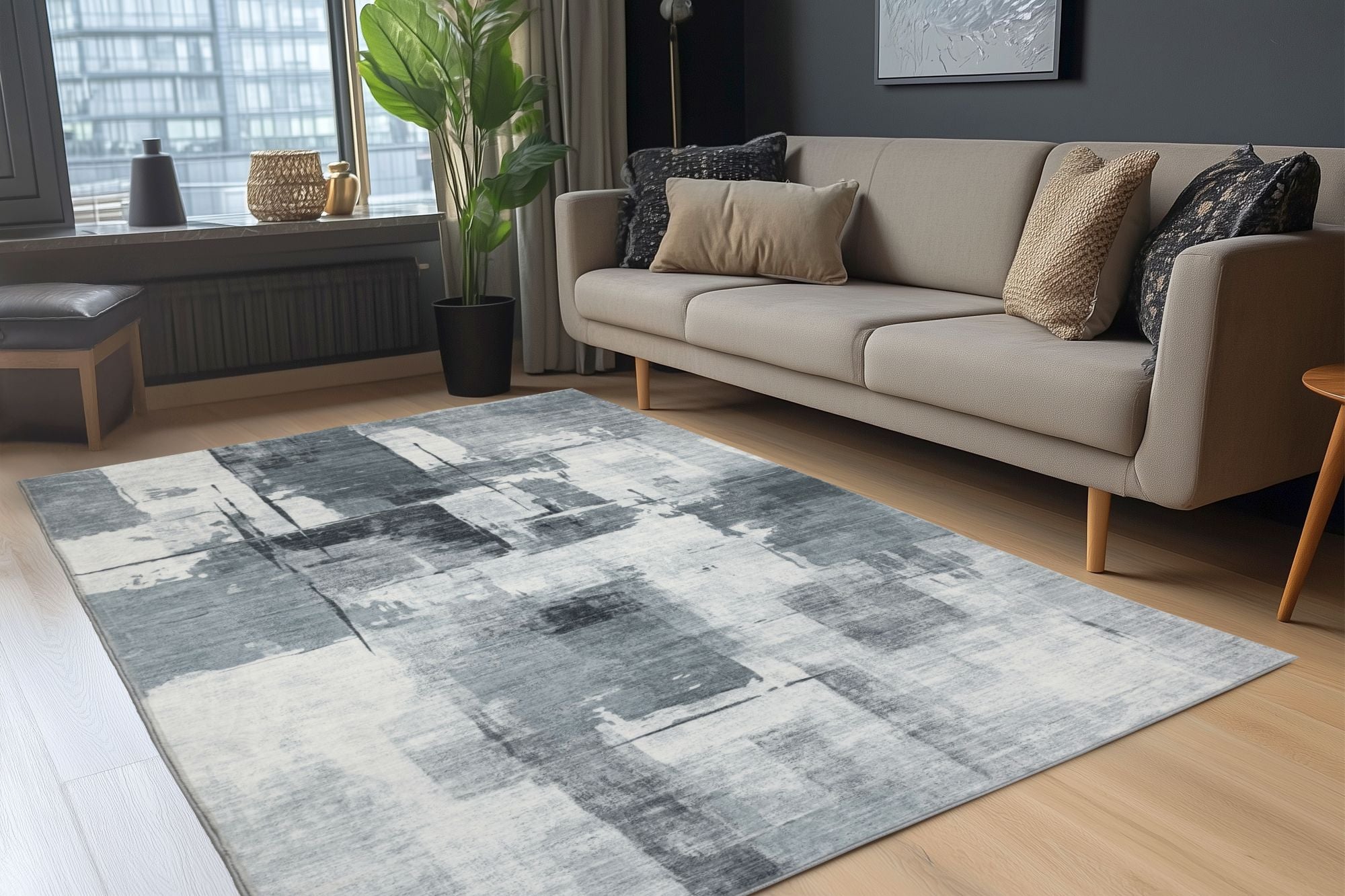 kayoom-elegantica-325-kurzflorteppich-9-mm-flor-polyester-grau-taupe-terrakotta image 4