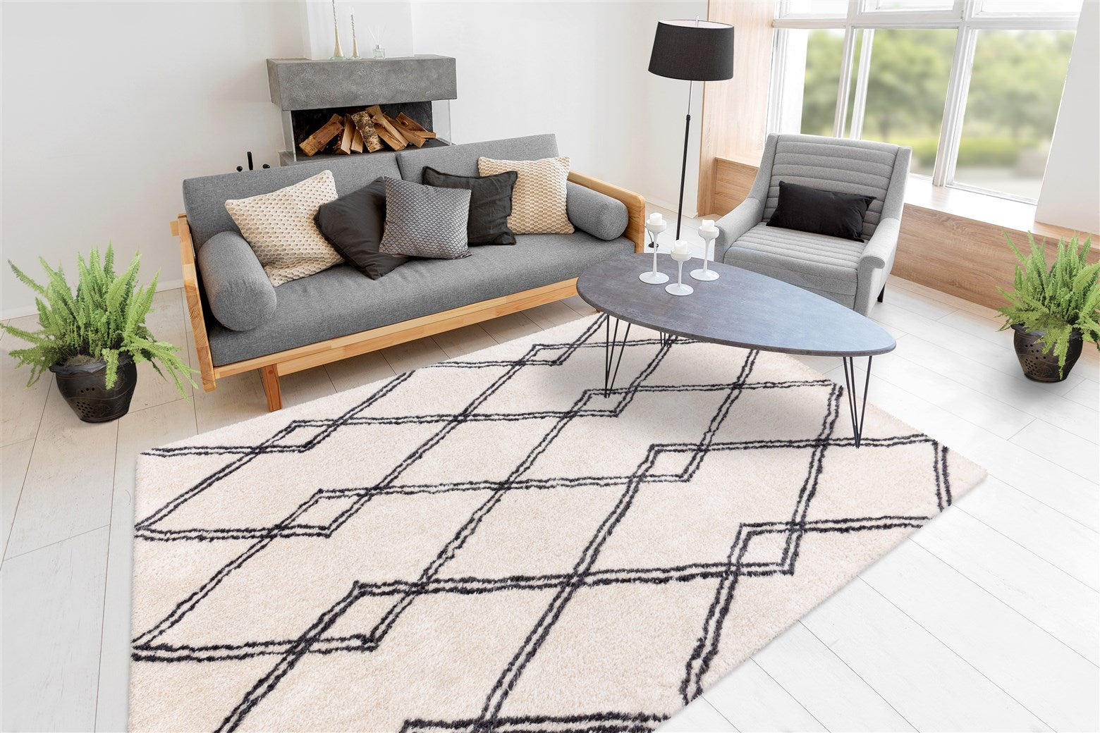 kayoom-orlando-125-hochflorteppich-retro-design-weiche-florh-he-f-r-wohnzimmer image 8