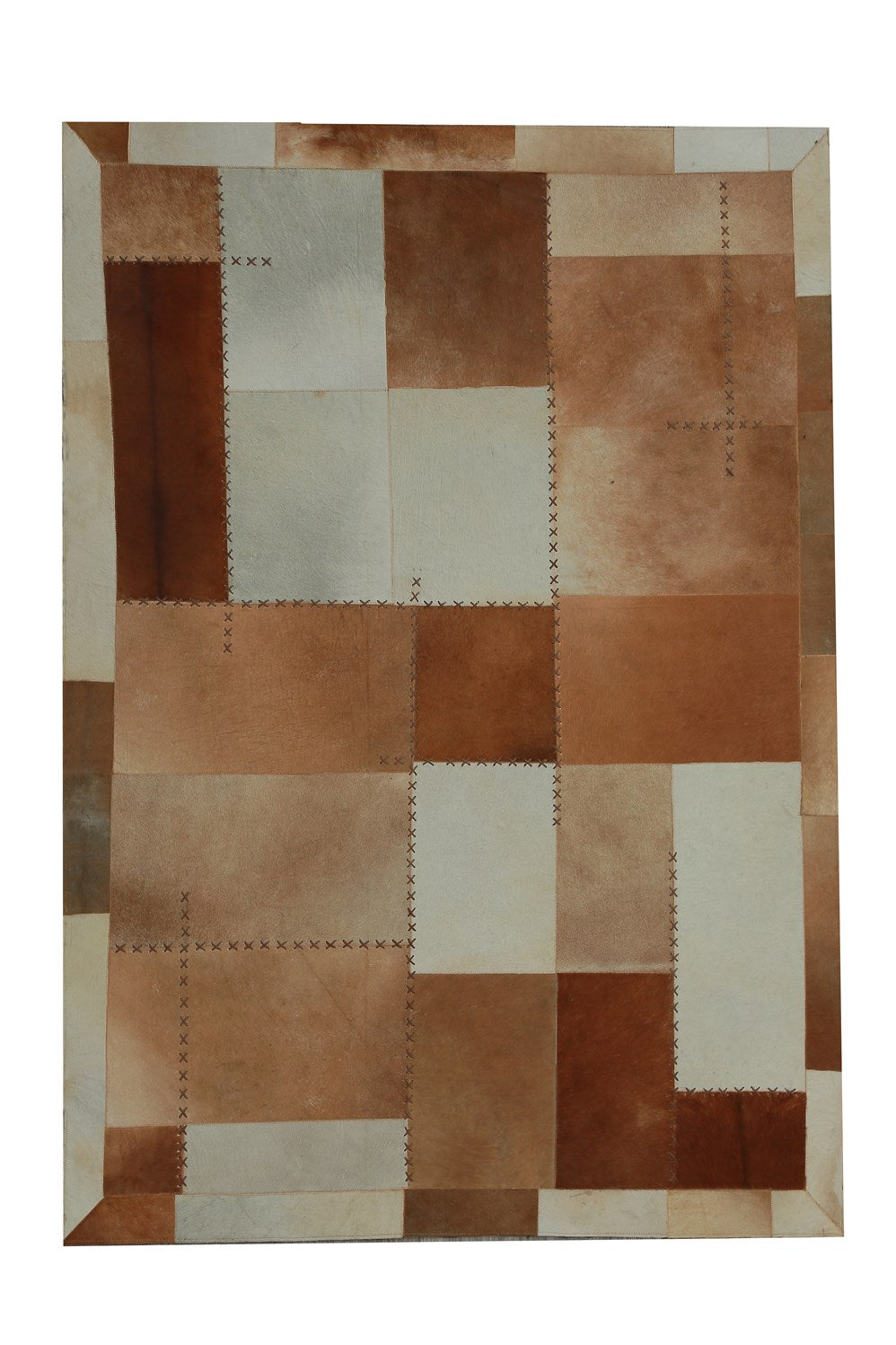kayoom-mystic-110-lederteppich-patchwork-optik image 1