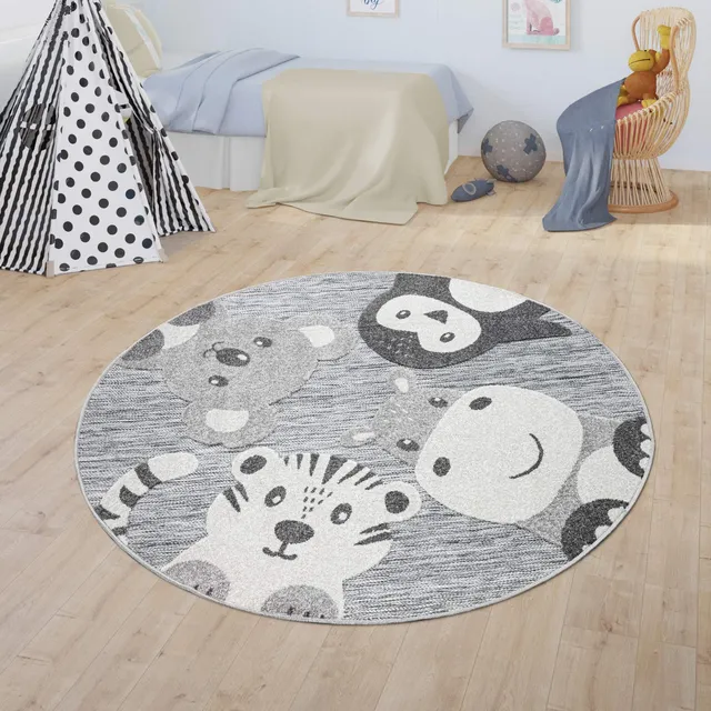 paco-home-kinderteppich-rund-3d-effekt-grau-120-cm image 1