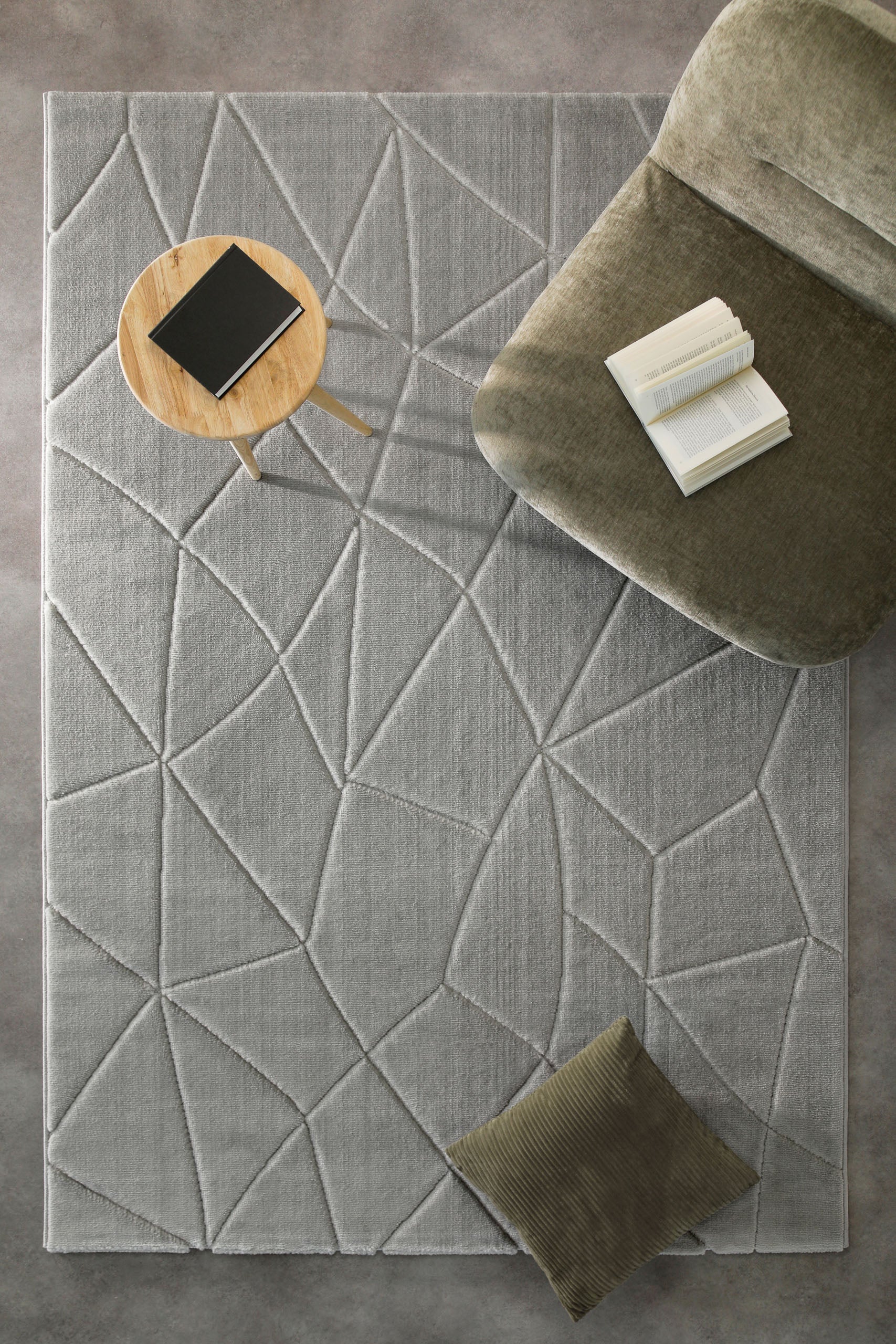 weconhome-unplugged-kurzflorteppich-grau-geometrisch image 1