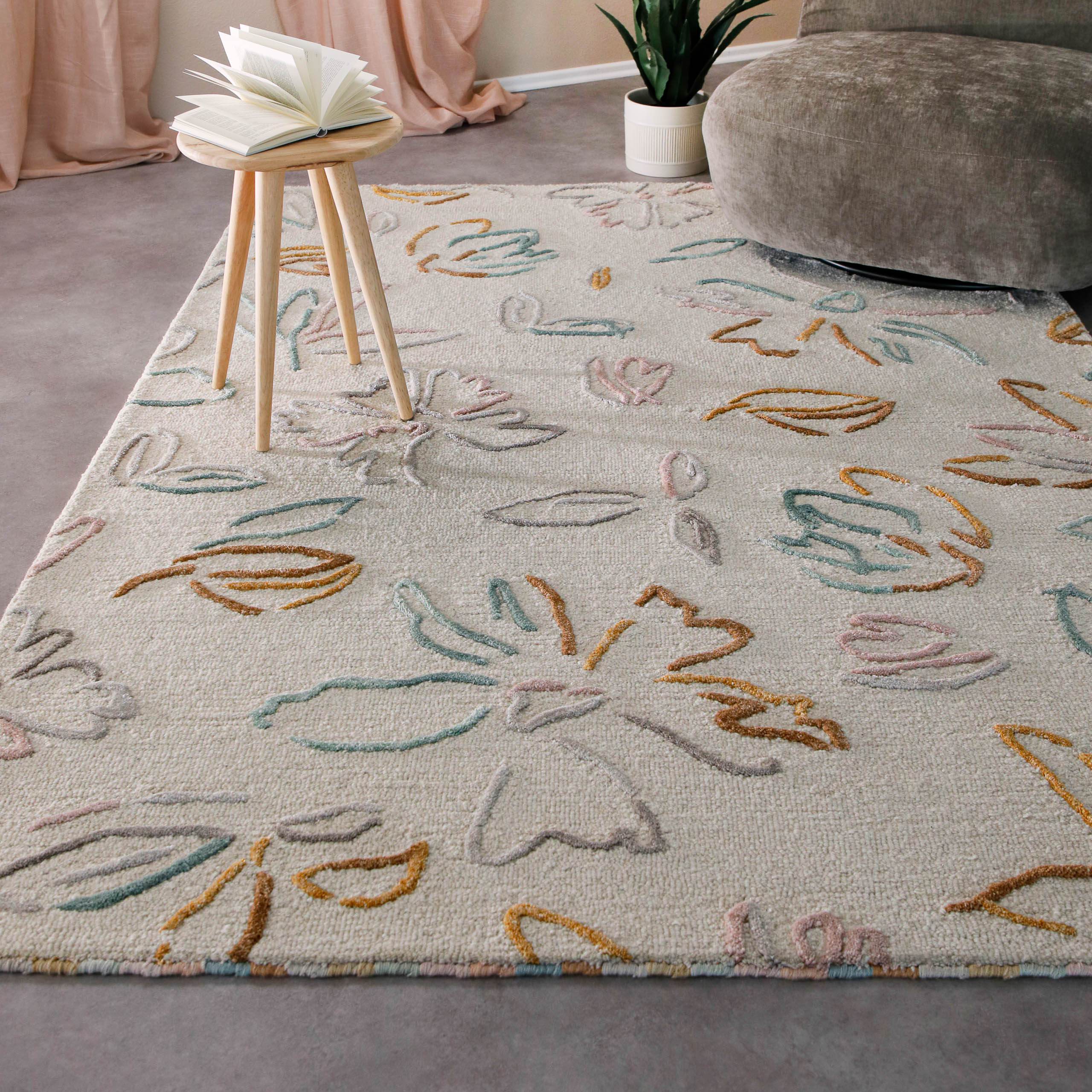 weconhome-vee-kurzflorteppich-creme-wei-schurwolle image 2