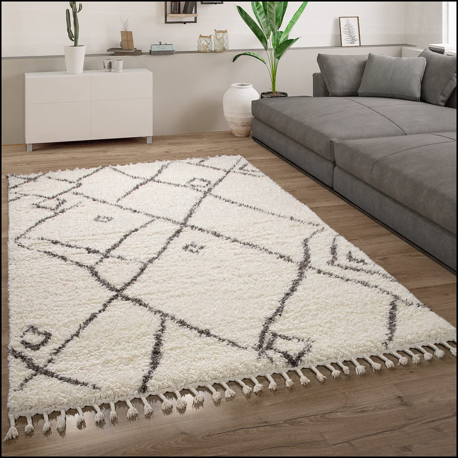 paco-home-shaggy-skandi-langflor-teppich-60x100-cm-creme-2-mit-fransen image 2