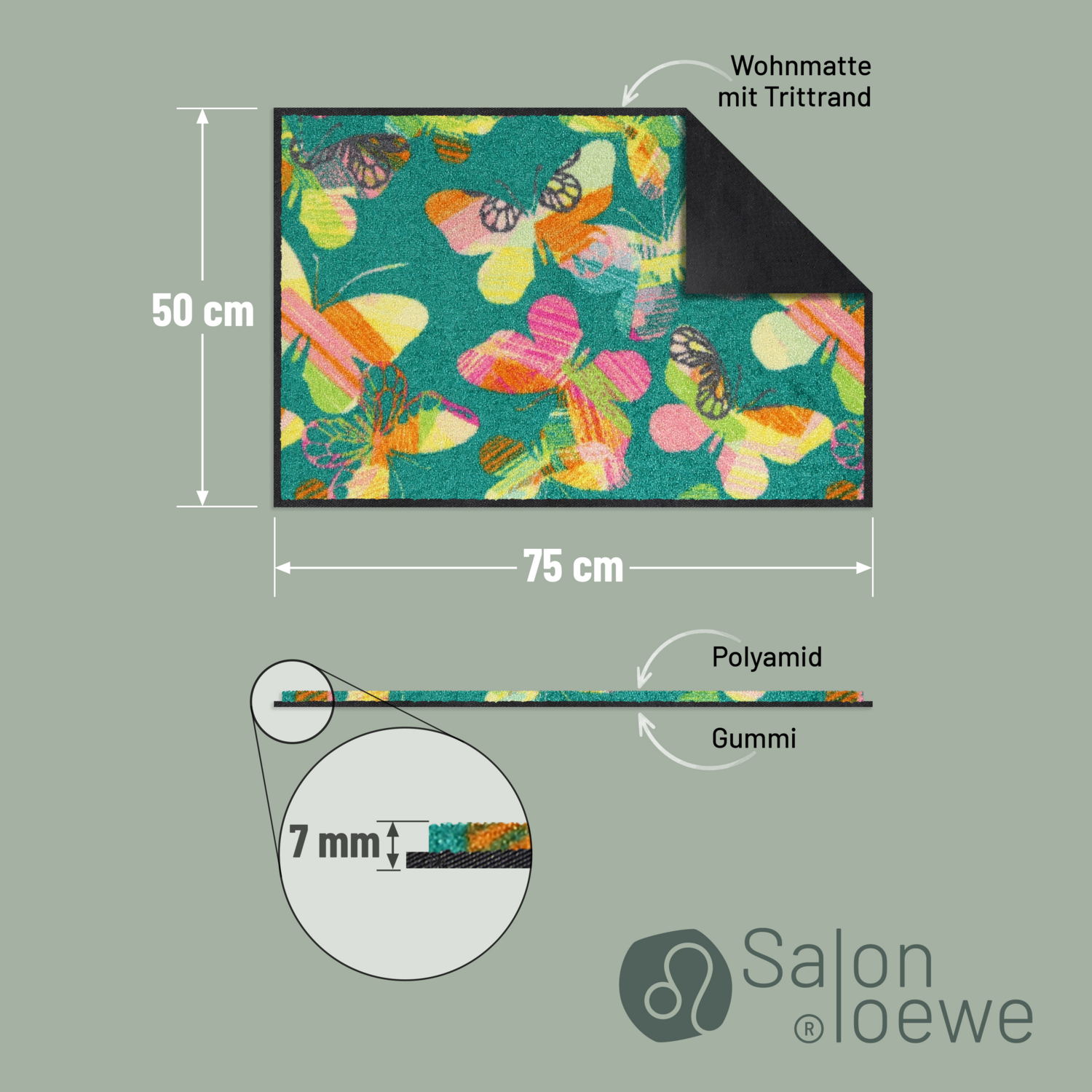 salonloewe-lovely-butterflies-eingangsmatte-t-rkis-50-x-75-cm image 4