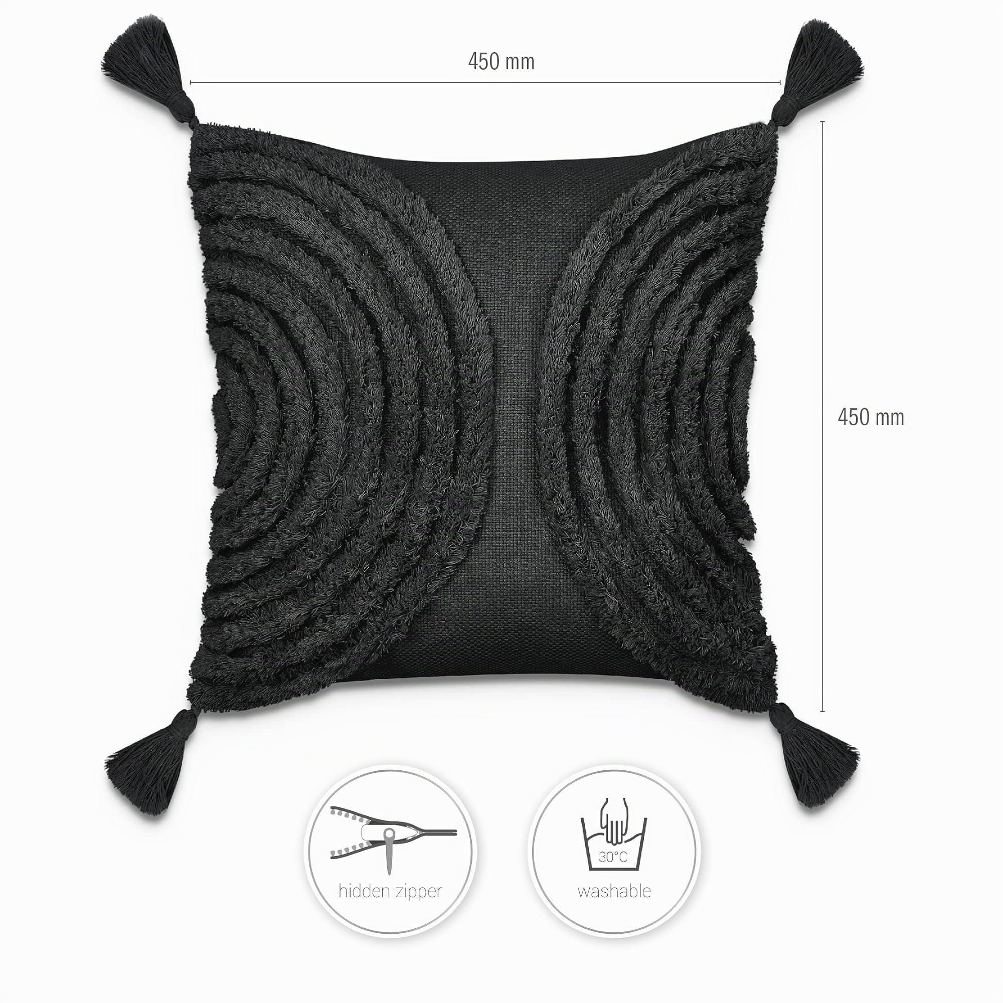 paco-home-boho-kissenbezug-mit-quastenfransen-single-schwarz image 3