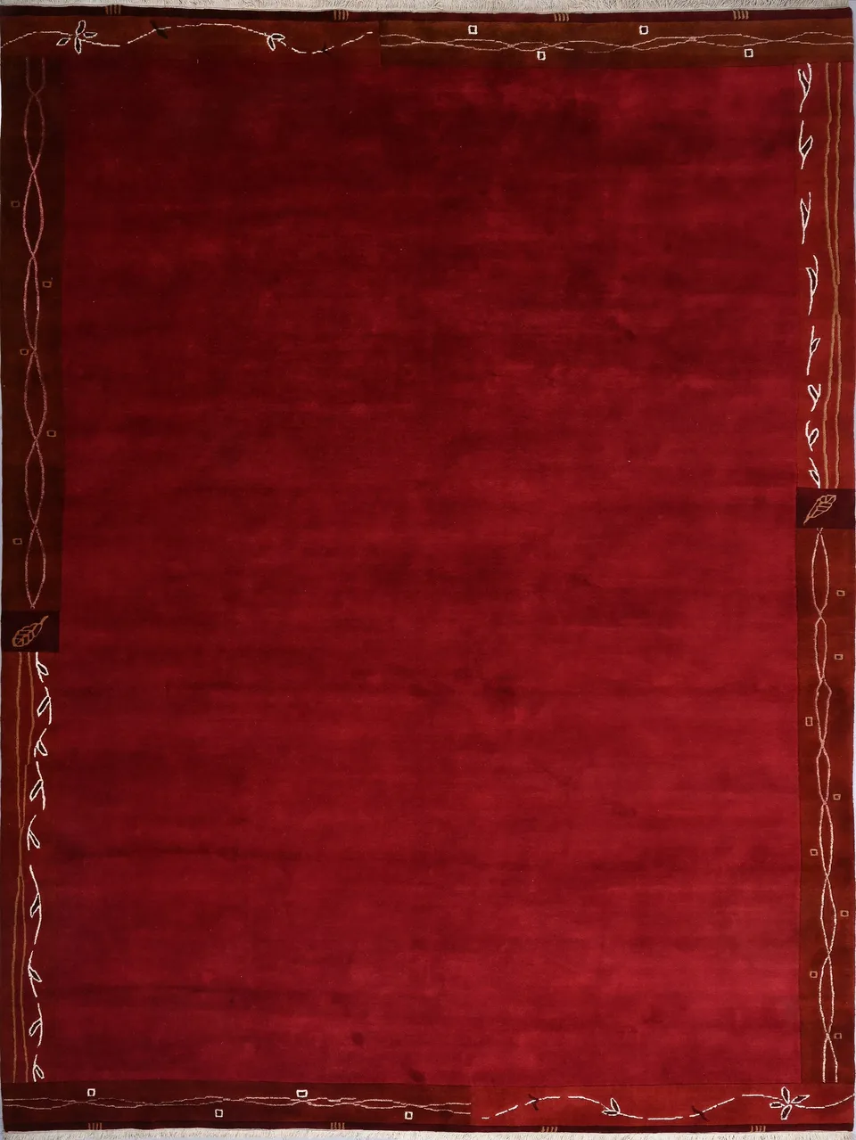 weconhome-handgekn-pfter-tibetischer-teppich-rot-mit-retro-bord-re image 1