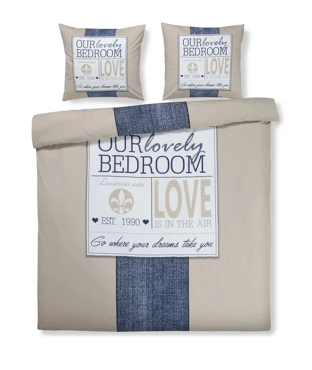 kayoom-bettw-sche-taro-125-beige-blau-135-x-200-cm image 1