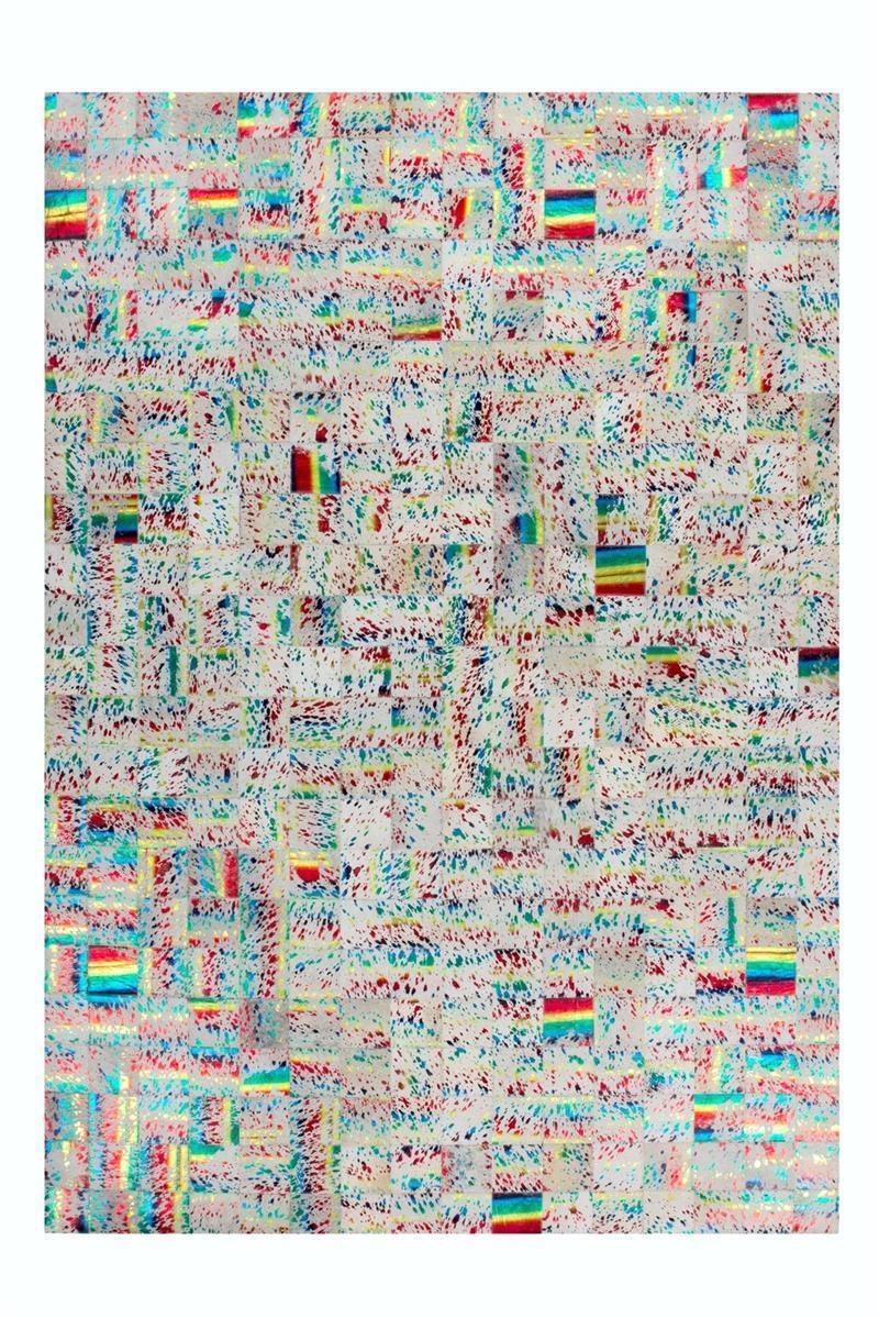 kayoom-rocket-310-lederteppich-handarbeit-im-patchwork-design-mit-metallischen-a image 1