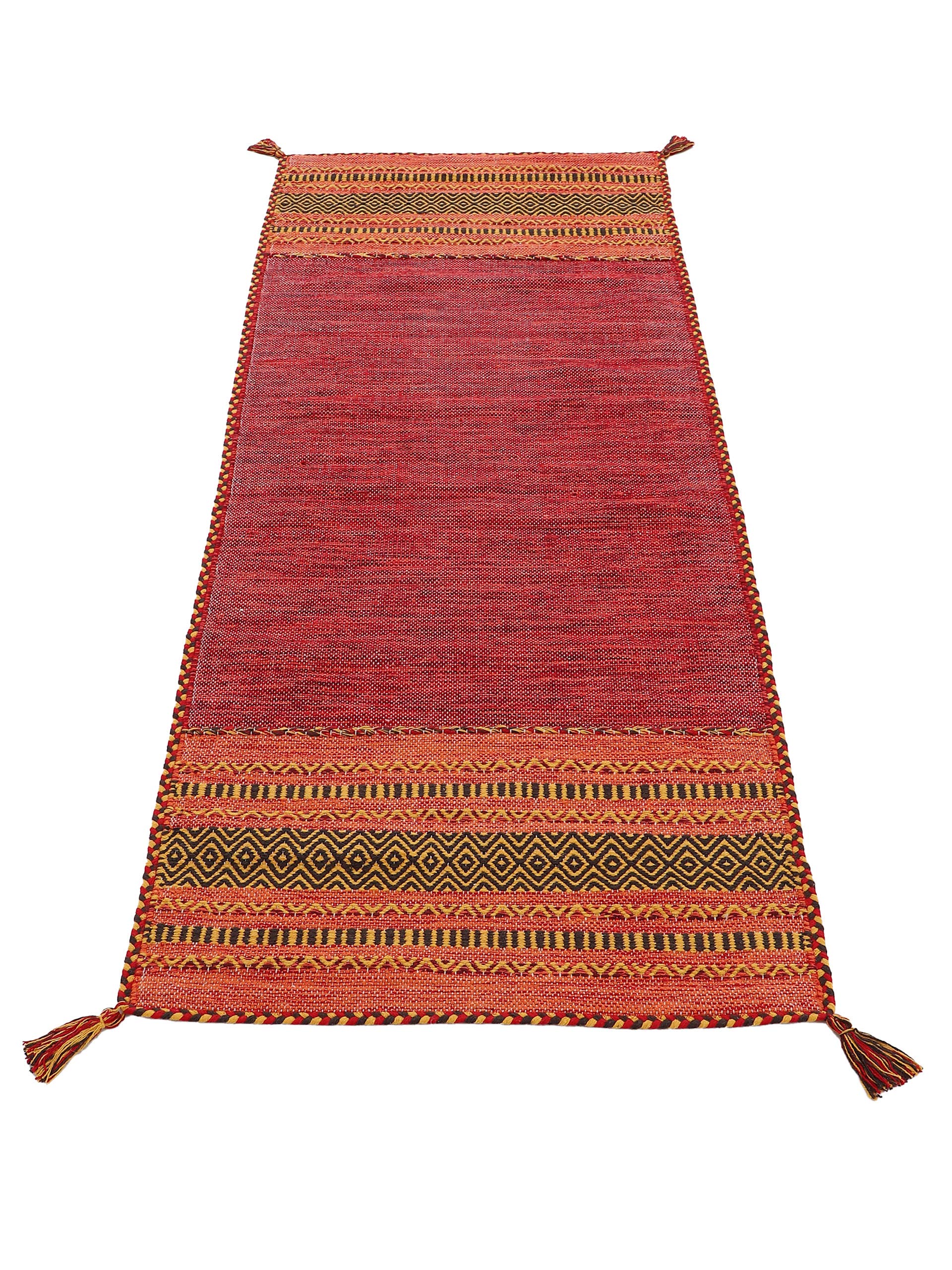 carpetfine-kelim-azizi-l-ufer-baumwolle-rot-80x500-cm image 3