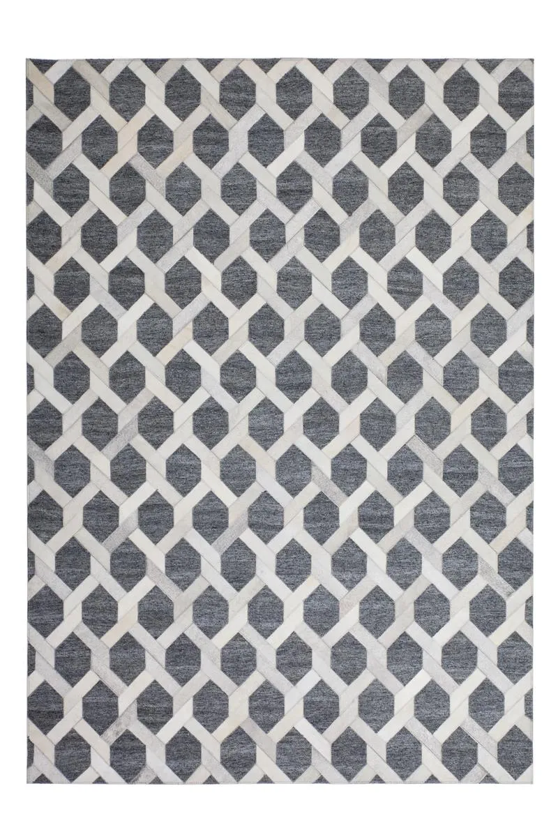 kayoom-chimera-125-designteppich-leder-mix-elfenbein-pflegeleicht image 1