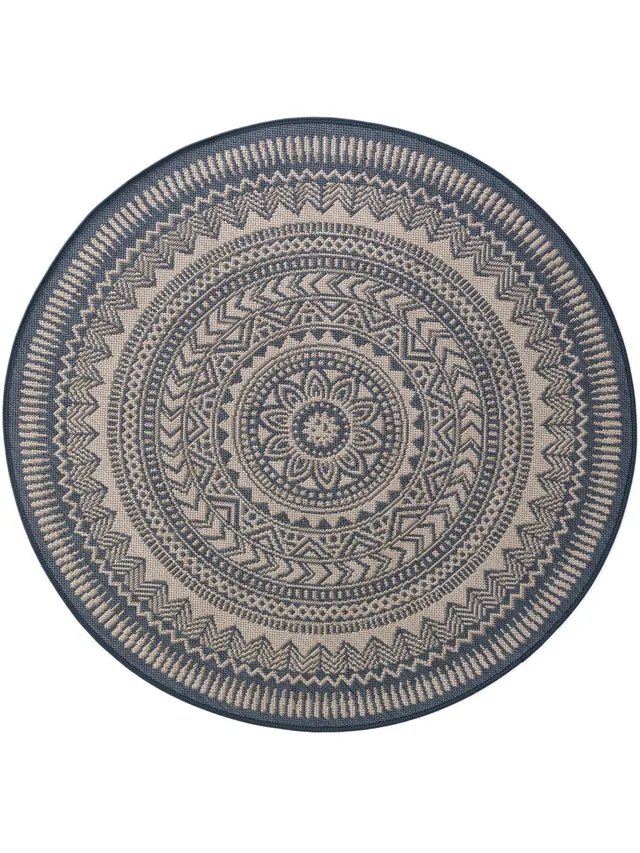 benuta-plus-metro-in-outdoor-teppich-blau-120-cm-rund image 1