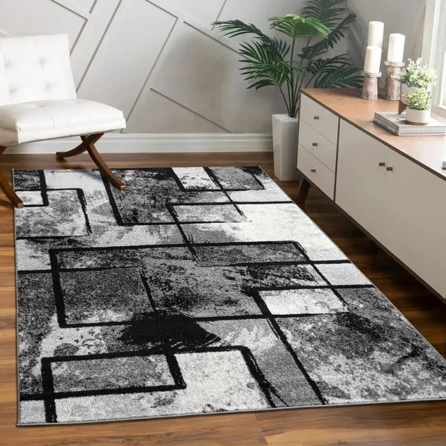 paco-home-metro-teppich-kurzflor-abstrakt-schwarz-grau-80x150-cm image 1