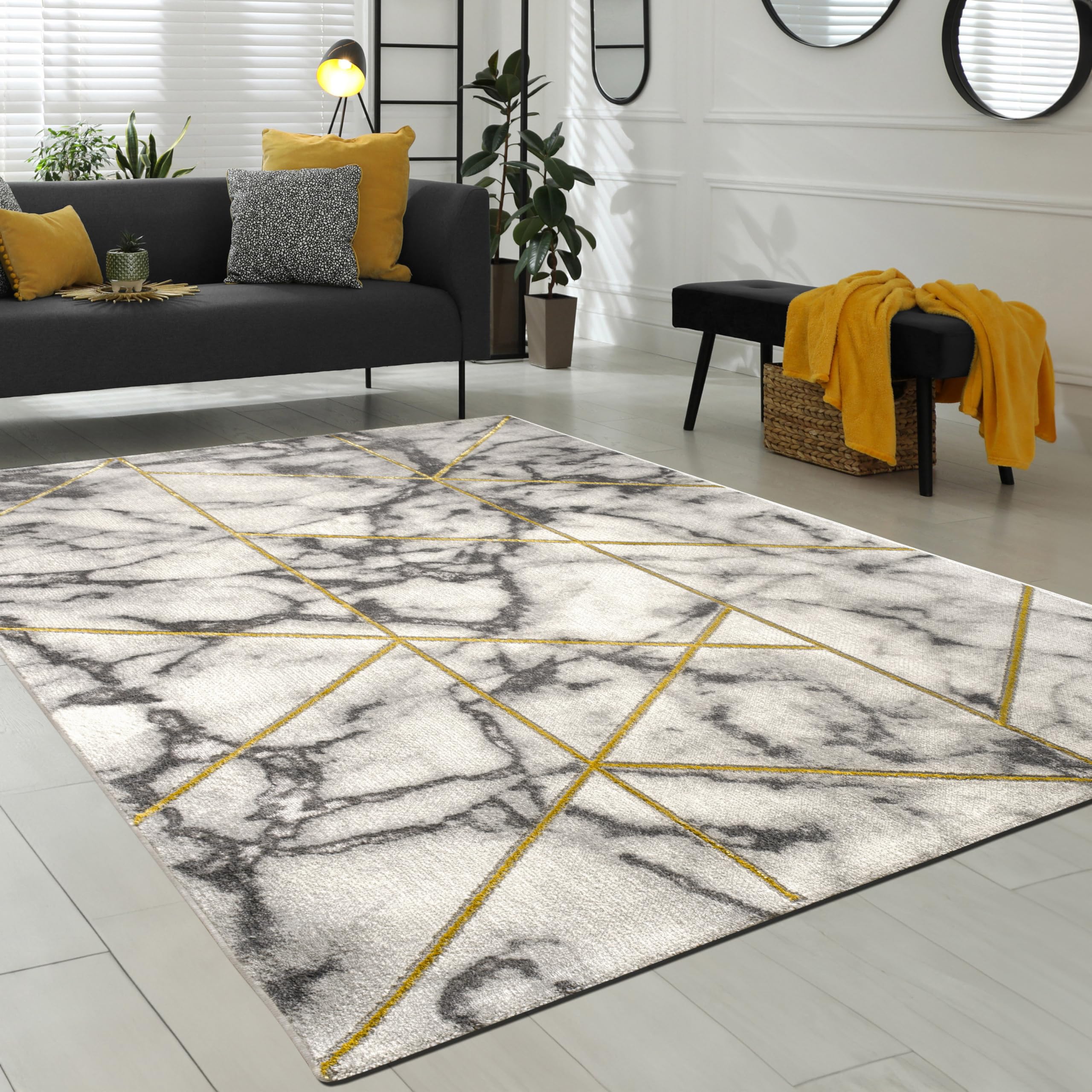 paco-home-brilliance-wohnzimmer-teppich-80x150-cm-gold-4-marmor-optik-kurzflor image 1