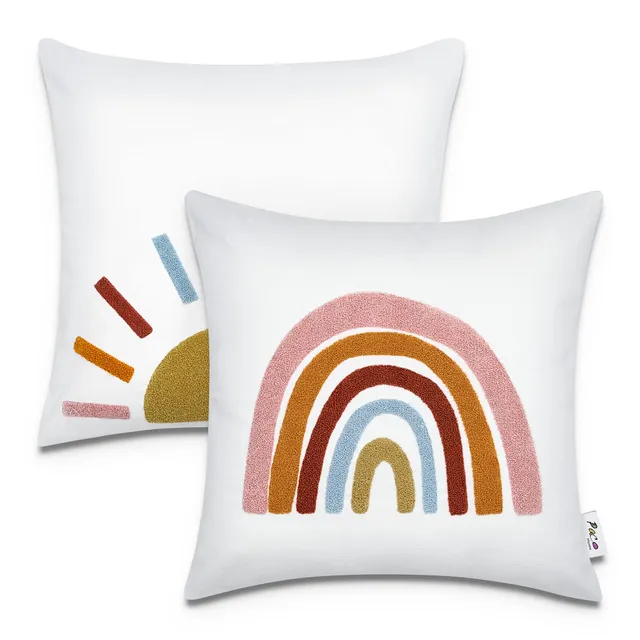 paco-home-2er-set-kissenbez-ge-45x45-cm-regenbogen-bunt-kinderzimmer-deko image 1