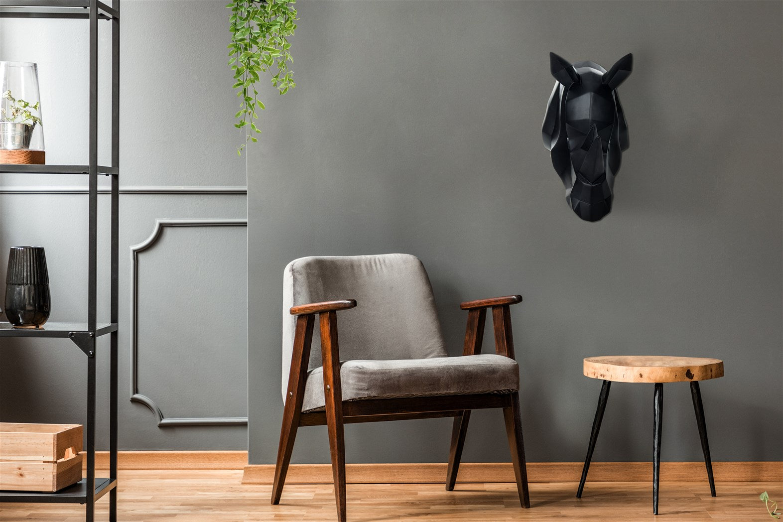 kayoom-wanddeko-rhino-110-schwarz-kunstharz-wanddekoration-21-x-27-5-x-29-5-cm-2 image 2