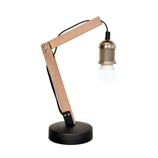 kayoom-rossa-i-silber-tischlampe-holz-eisen-leuchte-mit-e27-fassung-schwarz-silb image 1
