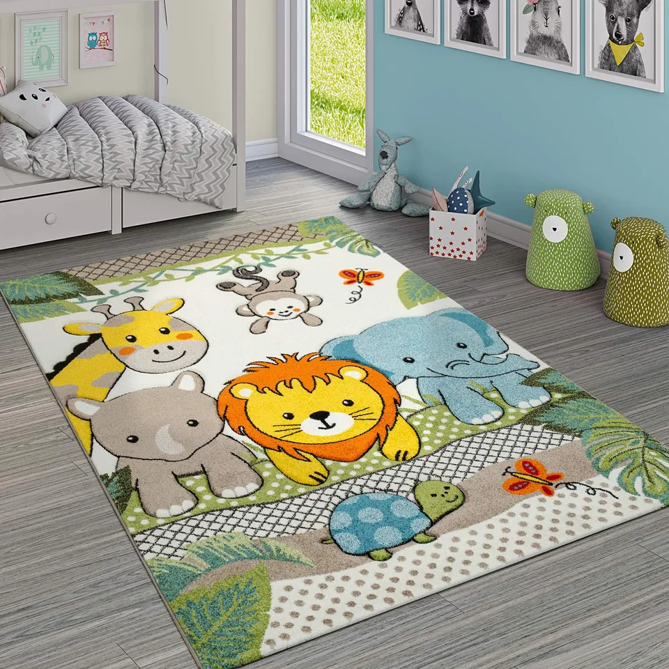 paco-home-bino-kinderteppich-zoo-dschungel-3d-120x170-cm-bunt-gr-n image 1