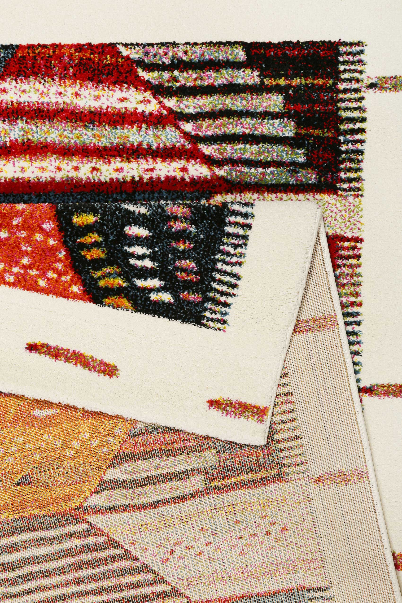 weconhome-modern-berber-kurzflor-teppich-orange-rot-beige image 3