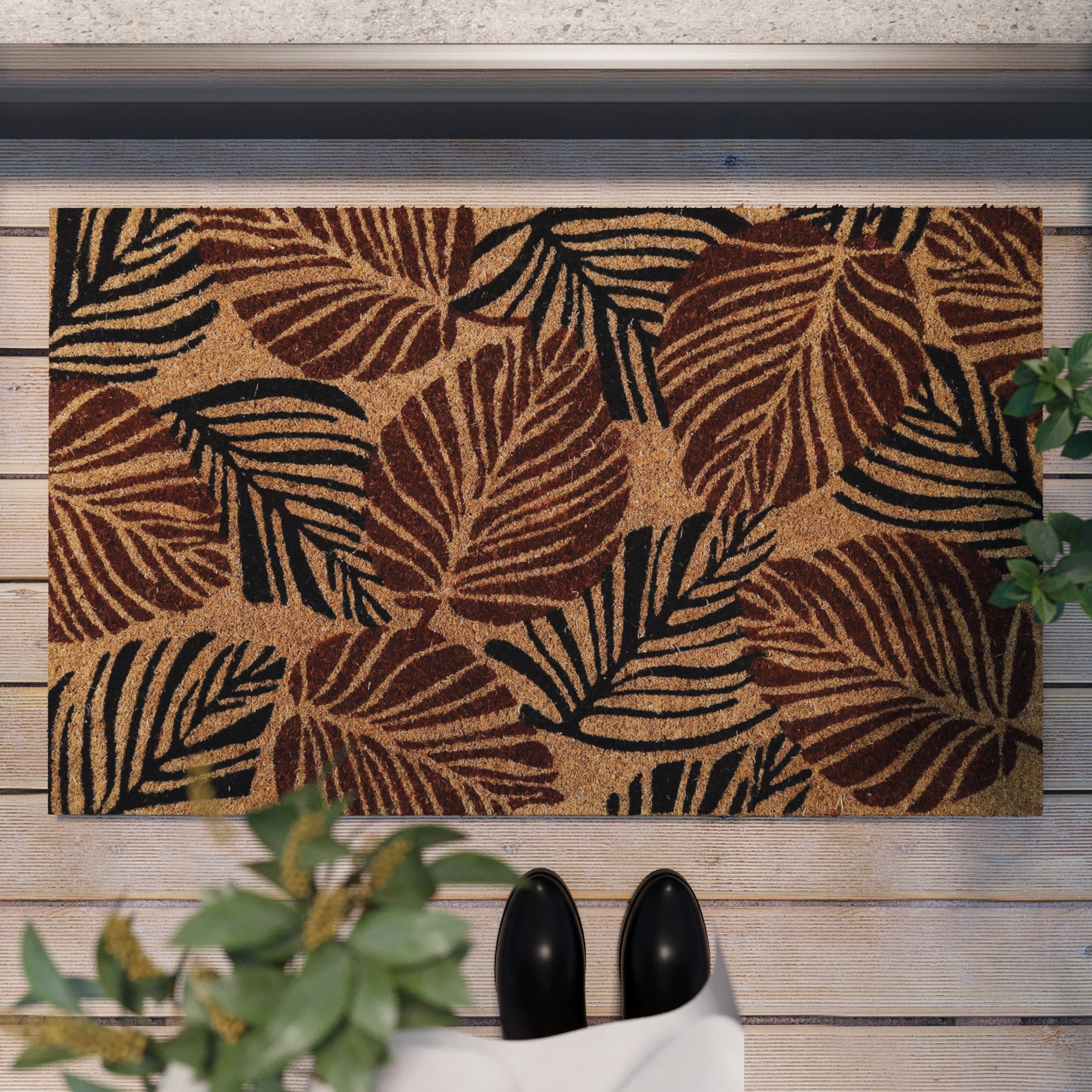 weconhome-jungle-mat-fu-matte-kokos-natur-schwarz-eckig image 1