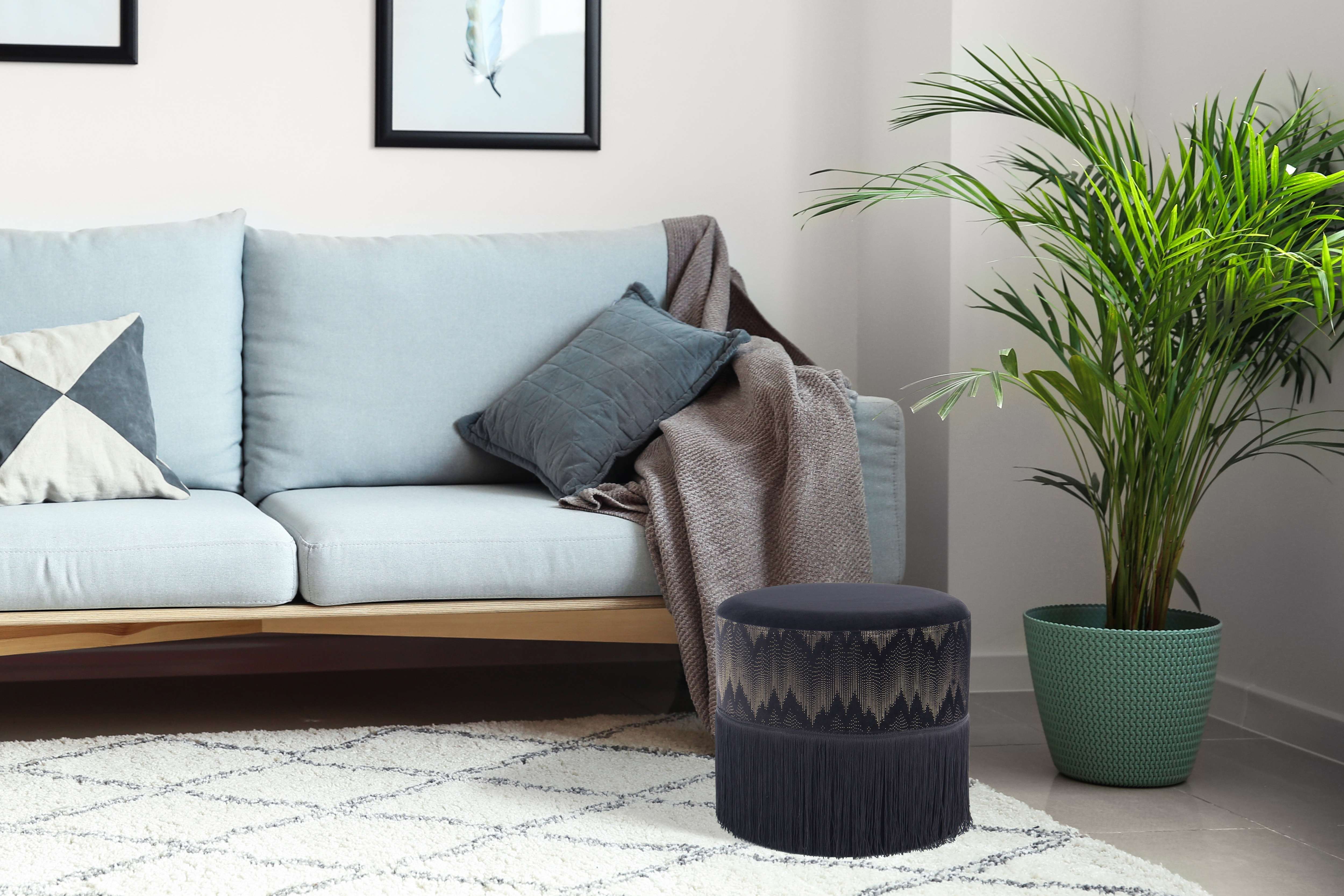 kayoom-hocker-cleopatra-825-orientalischer-sitzhocker-mit-fransen-rund-klein image 3