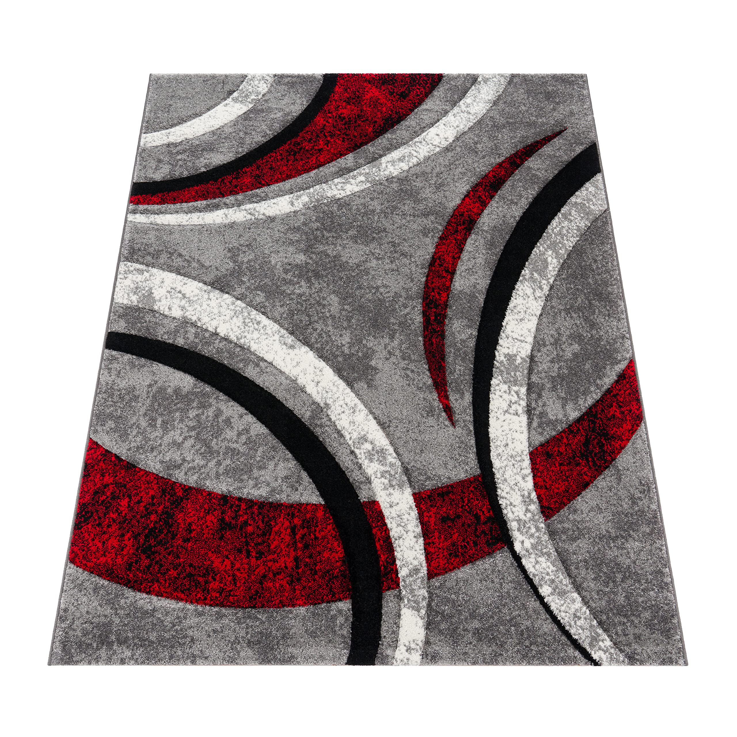 paco-home-kurzflor-teppich-konturenschnitt-gestreift-grau-schwarz-rot-meliert-80 image 5
