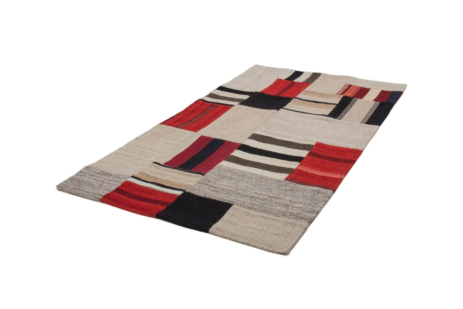 kayoom-radical-240-handgefertigter-naturteppich-im-patchwork-design-aus-wolle-un image 2
