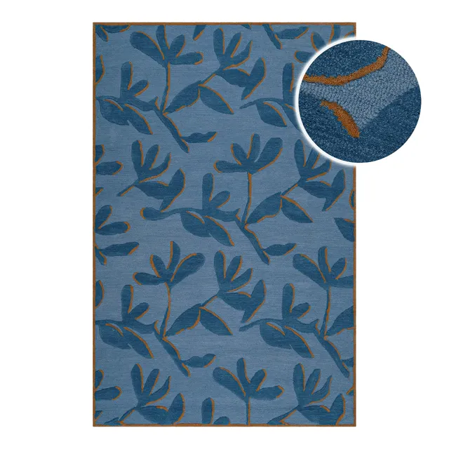weconhome-summers-peak-kurzflor-teppich-schurwolle-blau-multi-floral image 1