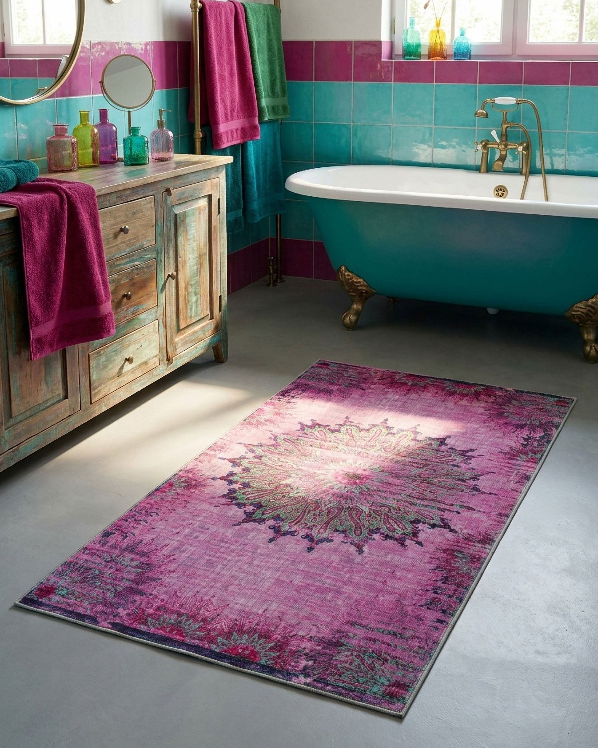 weconhome-badteppich-healing-violett-multi-orientalisch-vintage-antirutsch-30-c- image 2