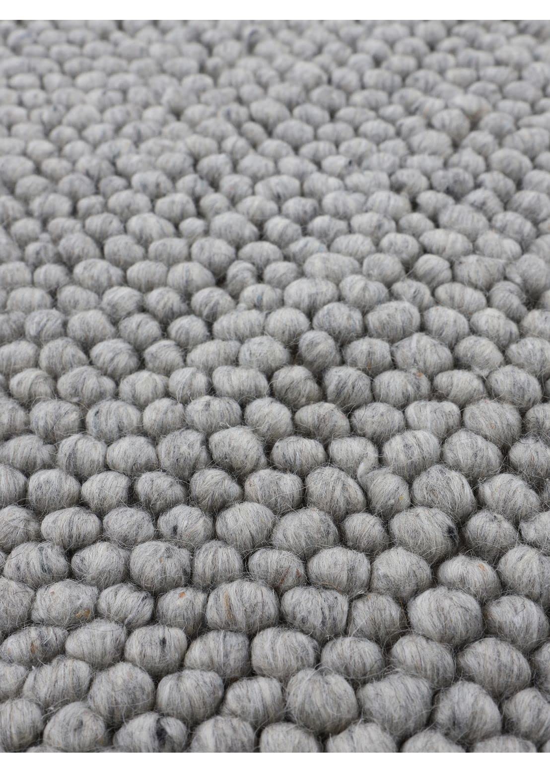 carpetfine-calo-wollteppich-rund-hellgrau-80-cm-filzkugel image 6