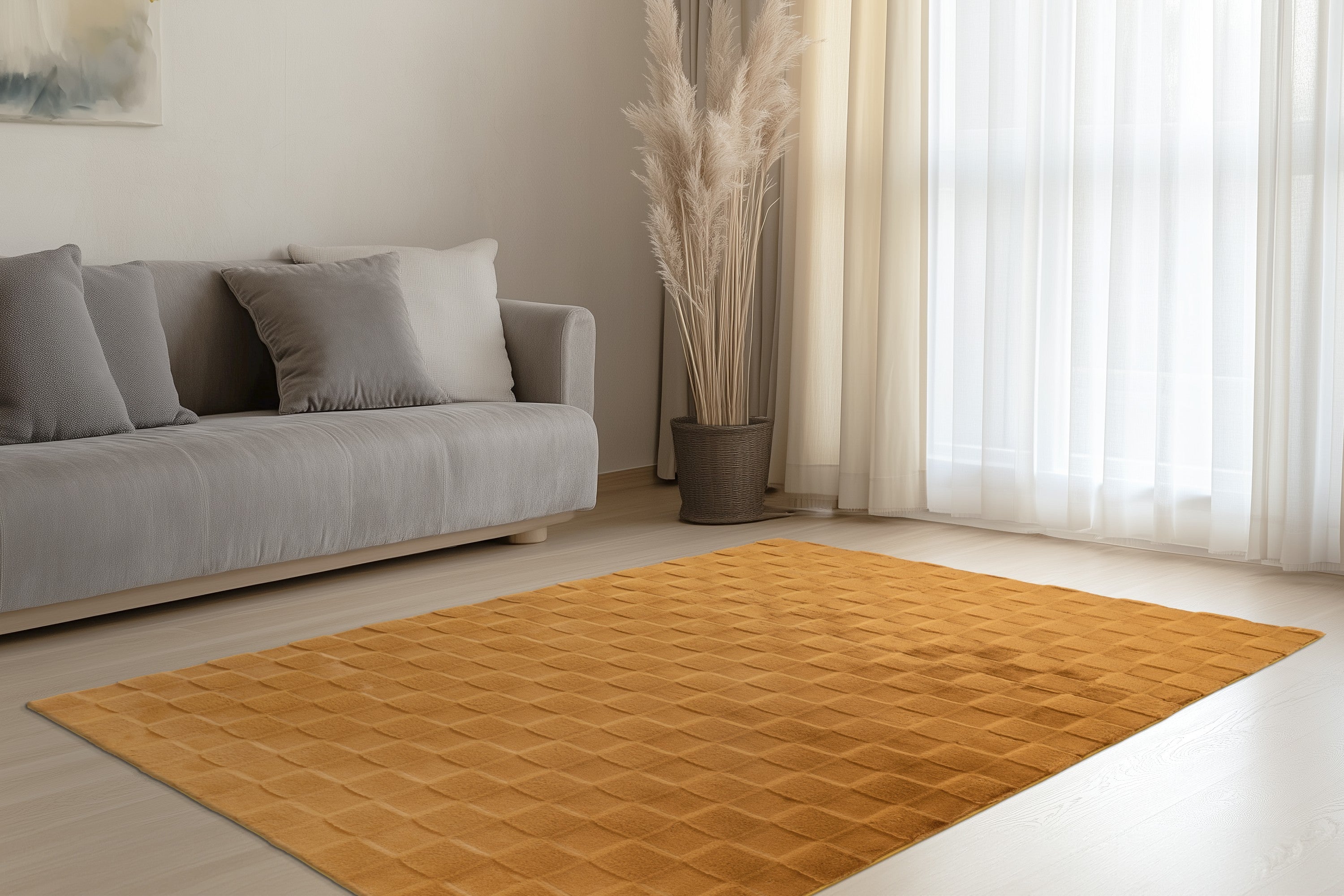 kayoom-botany-125-kurzflorteppich-18-mm-florh-he-gelb-polyester-pflegeleicht image 3