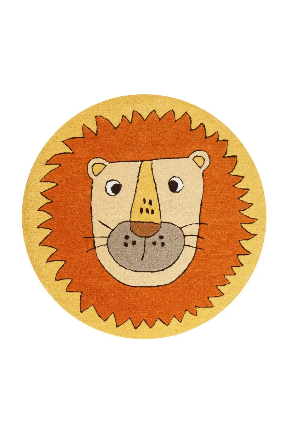 smart-kids-kinderteppich-linus-orange-handgetuftet-rund-mit-l-wenmotiv image 1