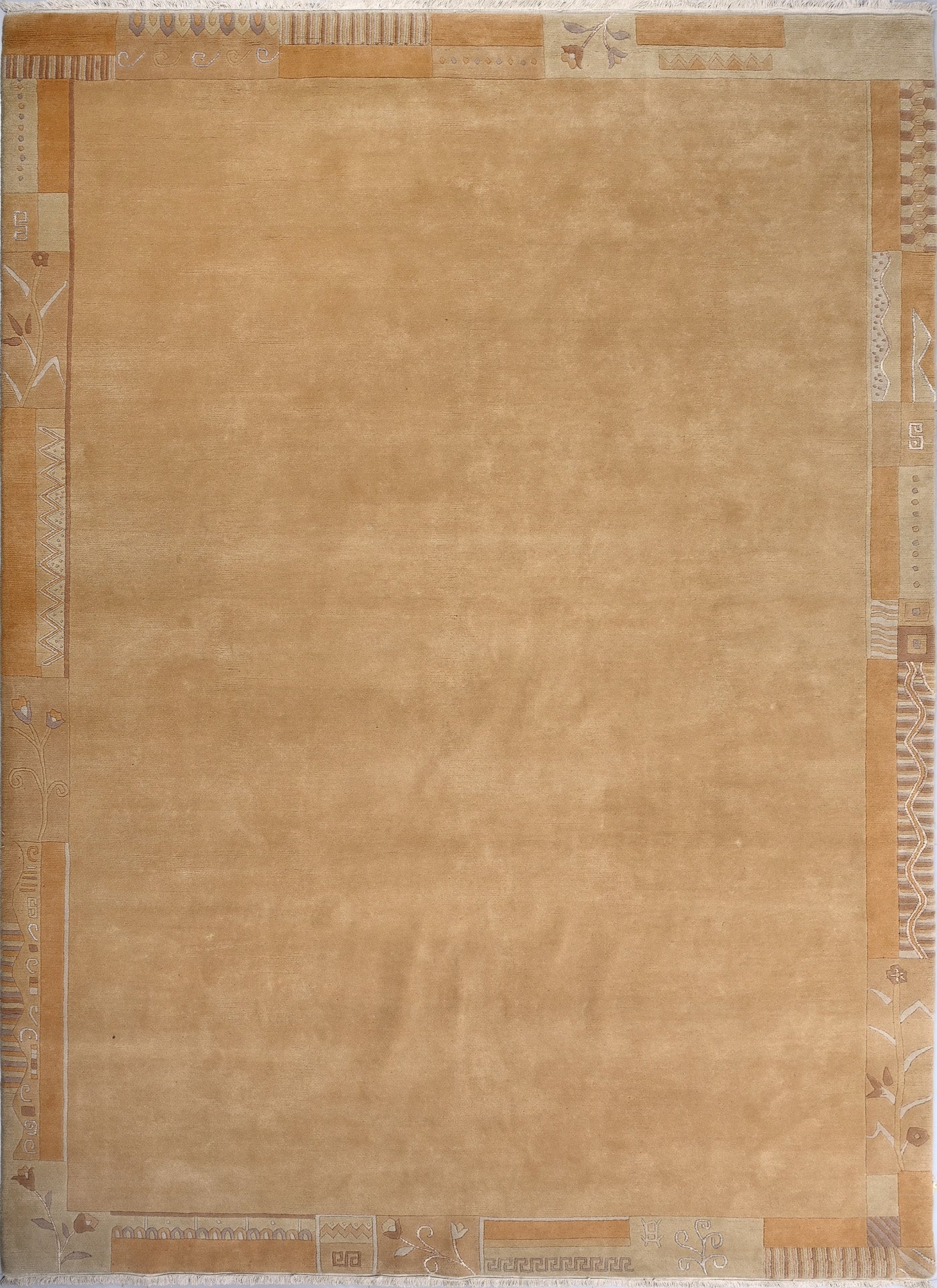 weconhome-handgekn-pfter-tibetischer-teppich-in-warmem-beige-mit-retro-bord-re-n image 1