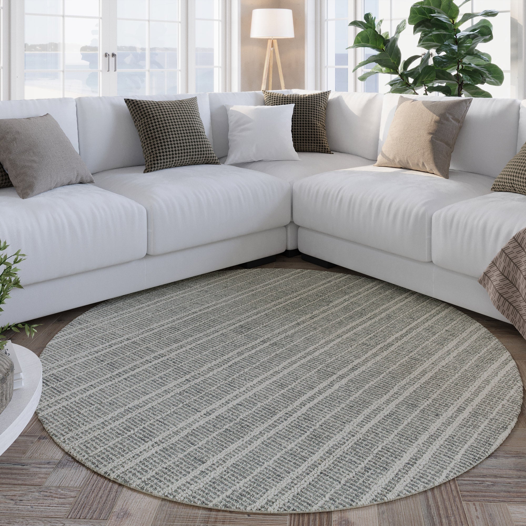 weconhome-hamptons-fortyfive-kurzflor-teppich-rund-grau-aus-schurwolle image 4