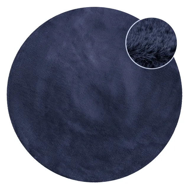 weconhome-basics-kunstfell-teppich-anna-rund-dunkelblau-hochflor image 1