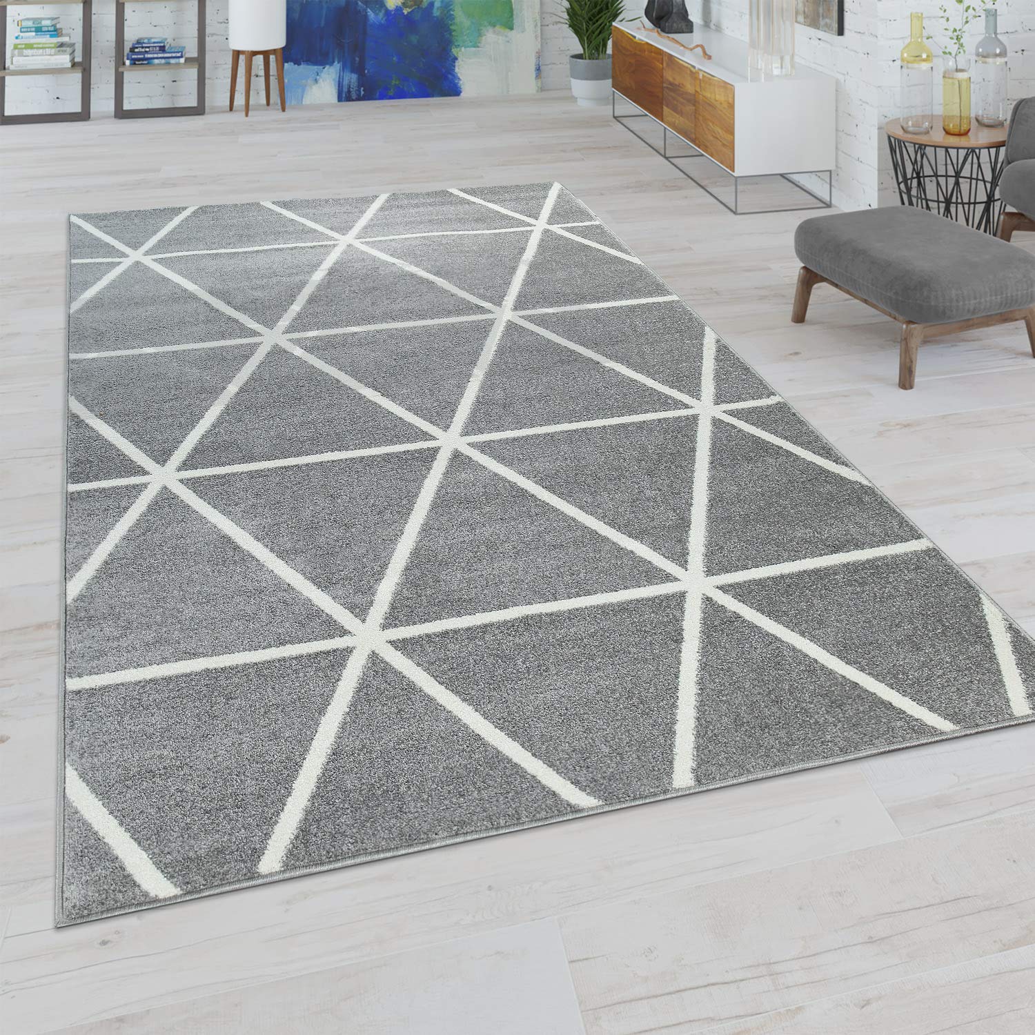 paco-home-wohnzimmer-teppich-skandi-rauten-60x100-cm-grau image 1