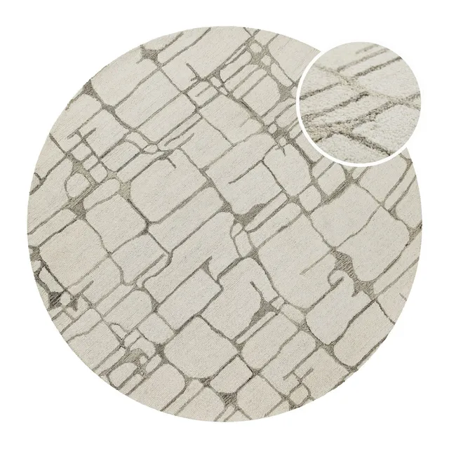 hamptons-by-weconhome-kurzflorteppich-rund-twelve-creme-wei-handgetuftete-schurw image 1